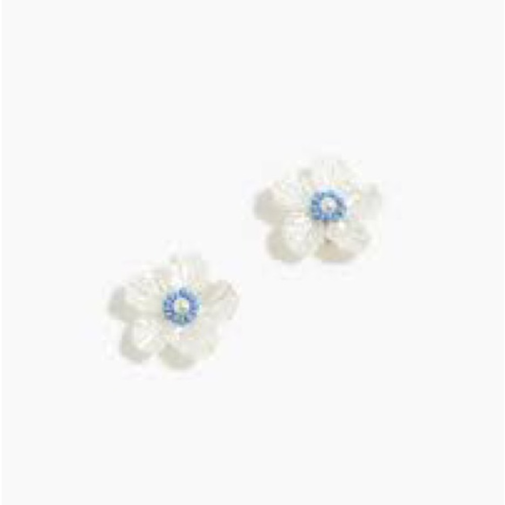 J. Crew White and Blue Floral Earrings